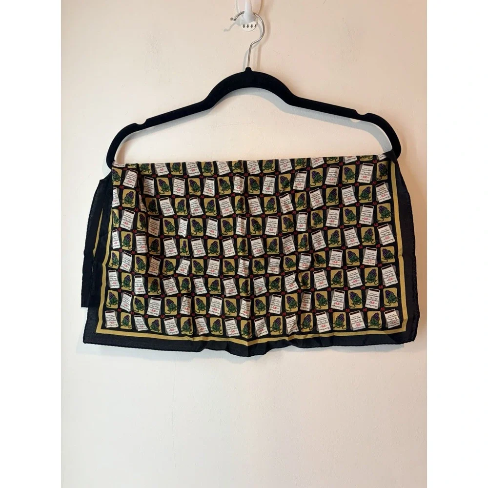 Vintage 100% Silk Square Scarf BV Beaulieu Vinyard Wine Label All Over Print Win